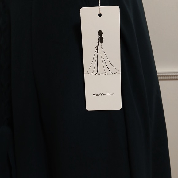 Navy Blue Tiered Chiffon Formal Gown V-Neck Corset Back Size 10 NEW - Picture 8 of 12